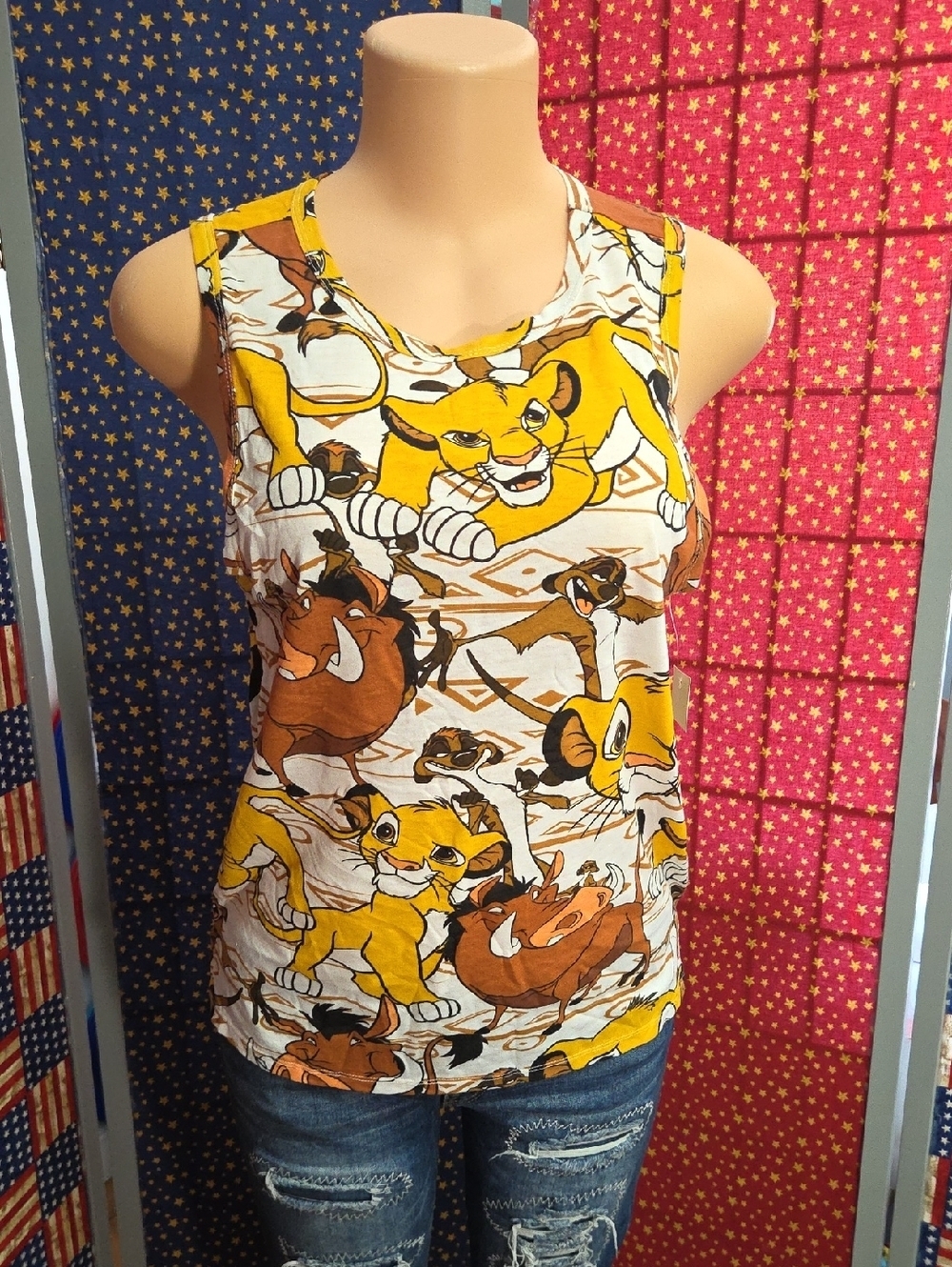 Disney Yellow & Brown Lion King Graphic Tank Top